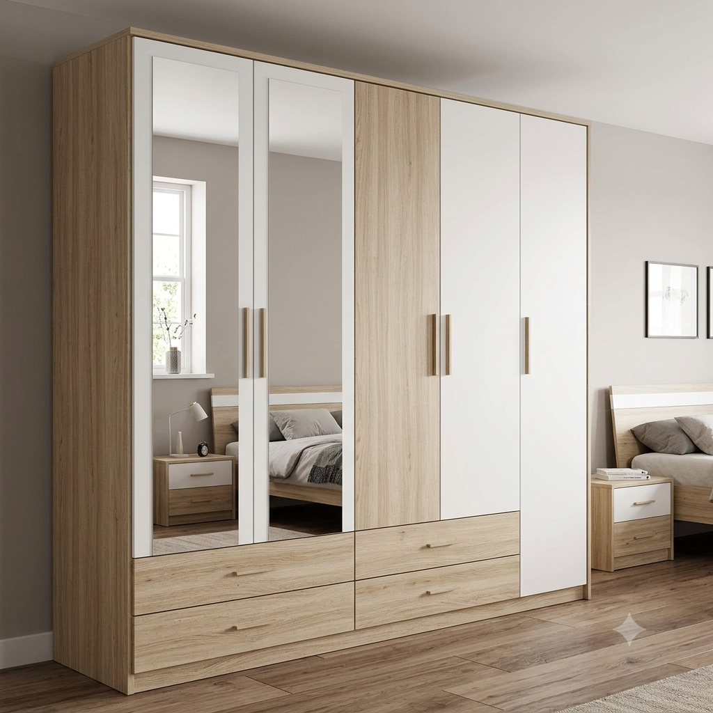 Sofia 5-Door Wardrobe with Mirror