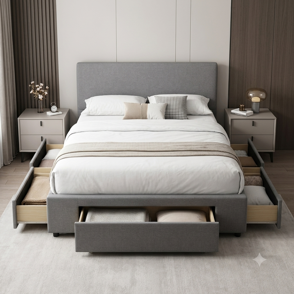 Luna King Bed Frame with Storage